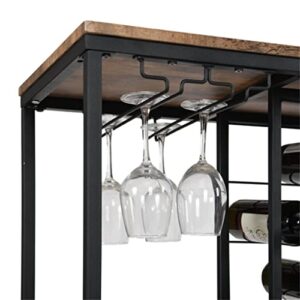 SEASD Industrial Wine Rack Table with Glass Stand Wine Cabinet with Storage Shelves