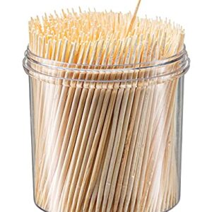 2500 Count Wooden Toothpicks + Reusable Holder Container | Sturdy Smooth Finish Bamboo Tooth Picks | Cocktail Picks | Toothpicks For Appetizers | Toothpicks Wood