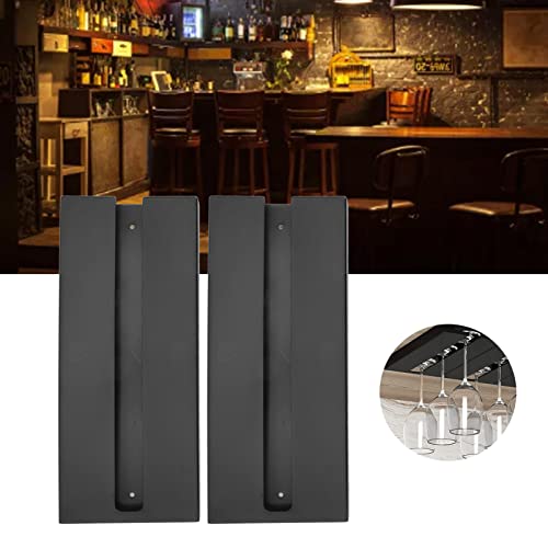 Wine Glass Holder Under Shelf, 2Pcs Black Red Wine Glass Holder Self Adhesive Plastic Wine Glass Rack Hanging Shelf for Home Counter Coffee Shop Bar Office