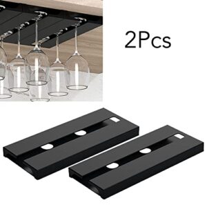 Wine Glass Holder Under Shelf, 2Pcs Black Red Wine Glass Holder Self Adhesive Plastic Wine Glass Rack Hanging Shelf for Home Counter Coffee Shop Bar Office