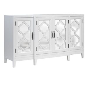 seasd 59.8” mirrored console, sideboard for living and dining room with 4 cabinets and 3 adjustable shelves.