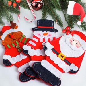 Christmas Silverware Holders Pockets Knifes Forks Bag Snowman Santa Claus Elk Christmas Party Decoration for Children 6pcs