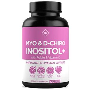 premium inositol supplement – myo-inositol and d-chiro inositol plus folate and vitamin d – ideal 40:1 ratio – hormone balance & healthy ovarian support for women – vitamin b8 – 30 day supply