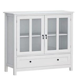 seasd storage cabinet buffet with 2 clear doors and drawers for kitchen, hallway, living room, white dining room cabinets.