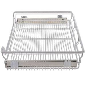 Tidyard Set of 2 Pull-Out Wire Baskets Sliding Storage Racks Steel Slide Shelf Organizer Suit for 31.5 Inch Wide for Kitchen Cabinet, Cupboard, Pantry, Bathroom Cabinet