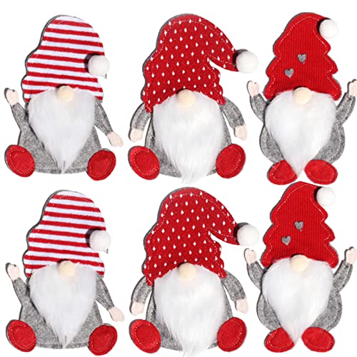 6 Pcs Christmas Cutlery Holders Suit,Christmas Tableware Holder Swedish Santa Gnome Silverware Holders Knife Fork Pouch Bag for Xmas New Year Party Dinner Table Decorations Ornaments