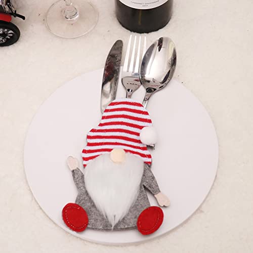 6 Pcs Christmas Cutlery Holders Suit,Christmas Tableware Holder Swedish Santa Gnome Silverware Holders Knife Fork Pouch Bag for Xmas New Year Party Dinner Table Decorations Ornaments