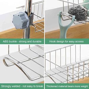 Kitchen Faucet Rack, Stainless Steel Sink Sponge Storage Drain Rack, Bathroom Hanging Shelf, for Soap Dish Brush Dishcloth