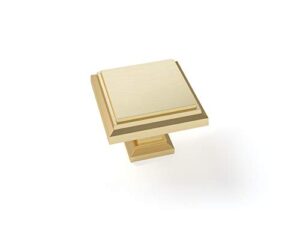 newage products home cabinet brushed brass traditional square knob, cabinet pull handles, 80212