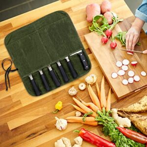 Chef Knife Roll Bag, Heavy Duty Oxford Utility Knife Bag, 6 Slots Chefs Knife Case Holder, Multi-function Cutlery Kitchen Knife Pouch Knife Wrap Wallet Tool Roll for Home Kitchen Traveling Camping