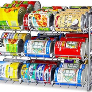 SimpleHouseware Beverage Can Dispenser Rack + Stackable Can Rack Organizer, Chrome