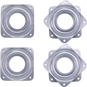 4 pieces 3 inch square lazy susan turntable bearings rotating bearing plate with 150 pound capacity, 5/16 inch thick (silvery)