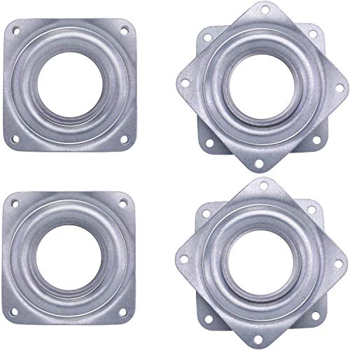 4 Pieces 3 Inch Square Lazy Susan Turntable Bearings Rotating Bearing Plate with 150 Pound Capacity, 5/16 Inch Thick (Silvery)