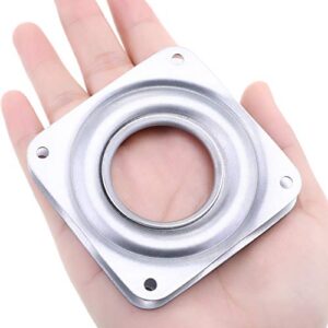 4 Pieces 3 Inch Square Lazy Susan Turntable Bearings Rotating Bearing Plate with 150 Pound Capacity, 5/16 Inch Thick (Silvery)