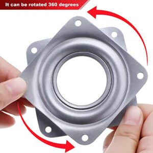 4 Pieces 3 Inch Square Lazy Susan Turntable Bearings Rotating Bearing Plate with 150 Pound Capacity, 5/16 Inch Thick (Silvery)