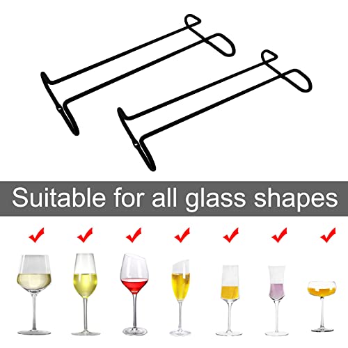 CUKE2BEET 10.2 Inch Wine Glass Rack Under Cabinet, Wire Wine Glass Holder Wine Glass Hanger Rack Stemware Holder Rack Wine Glasses Hanging for Cabinet Kitchen Bar (Black 2 Packs)