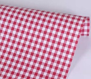 self adhesive red gingham shelf liner plaid contact paper for cabinets dresser drawer pantry table desk furniture decal 17.7x117 inches