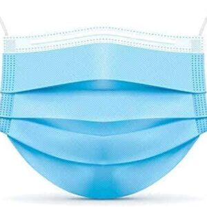 [Pack of 100] Blue Disposable Face Mask, Effective Filtration, Single Use Bulk Pack 3-Ply Masks Facial Cover with Elastic Earloops For Home, Office, School, and Outdoors