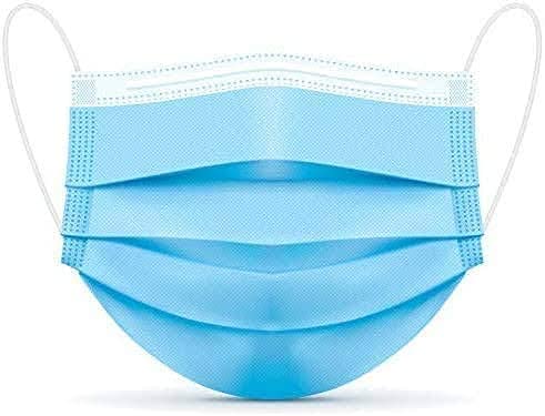 [Pack of 100] Blue Disposable Face Mask, Effective Filtration, Single Use Bulk Pack 3-Ply Masks Facial Cover with Elastic Earloops For Home, Office, School, and Outdoors