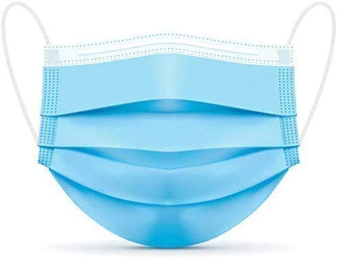 [Pack of 100] Blue Disposable Face Mask, Effective Filtration, Single Use Bulk Pack 3-Ply Masks Facial Cover with Elastic Earloops For Home, Office, School, and Outdoors