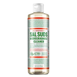 dr. bronner’s – sal suds biodegradable cleaner (16 ounce) – all-purpose cleaner, pine cleaner for floors, laundry and dishes, concentrated, cuts grease and dirt, powerful cleaner, gentle on skin