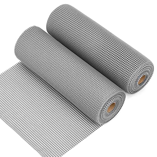 BAKHUK Grip Shelf Liner, 2 Rolls of Non-Adhesive 12 Inch x 25 Feet Cabinet Liner Durable Organization Liners for Kitchen Cabinets Drawers Cupboards Bathroom Storage Shelves (Gray)