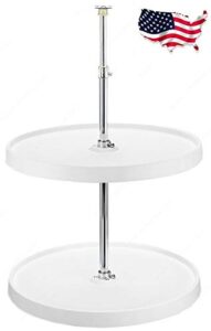 richelieu full circle 2-shelf round white trays corner cabinet lazy susan with dependently rotating trays (20″)