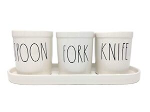rae dunn by magenta spoon fork knife pot set with tray. large letters!