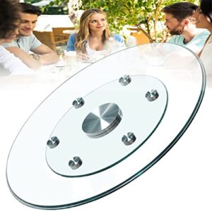 glass lazy susan turntable, with silent smooth aluminum alloy bearing, diameter is 30 inches, round tabletop rotating serving tray, for kitchen dining, parties, wedding