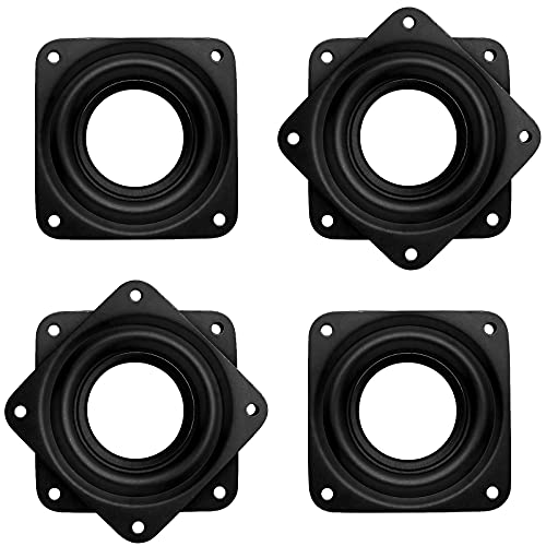 4 Pcs 3 Inch Square Rotating Bearing Plate, 150lbs Capacity Turntable Bearing Swivel Plate for Serving Trays, Kitchen Storage Racks, Makeup Holder - 5/16-Inch, Thick Black