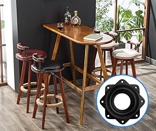 4 Pcs 3 Inch Square Rotating Bearing Plate, 150lbs Capacity Turntable Bearing Swivel Plate for Serving Trays, Kitchen Storage Racks, Makeup Holder - 5/16-Inch, Thick Black