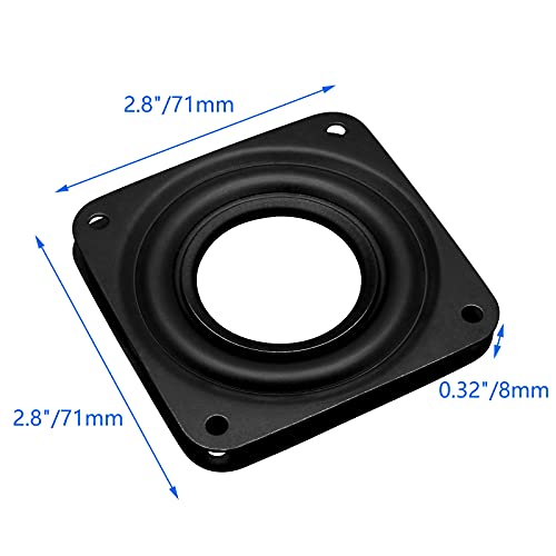 4 Pcs 3 Inch Square Rotating Bearing Plate, 150lbs Capacity Turntable Bearing Swivel Plate for Serving Trays, Kitchen Storage Racks, Makeup Holder - 5/16-Inch, Thick Black