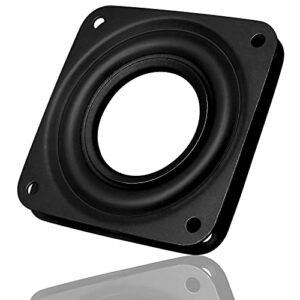 4 Pcs 3 Inch Square Rotating Bearing Plate, 150lbs Capacity Turntable Bearing Swivel Plate for Serving Trays, Kitchen Storage Racks, Makeup Holder - 5/16-Inch, Thick Black