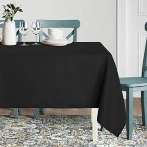 sancua Rectangle Tablecloth - 60 x 84 Inch - Stain and Wrinkle Resistant Washable Polyester Table Cloth, Decorative Fabric Table Cover for Dining Table, Buffet Parties and Camping, Black