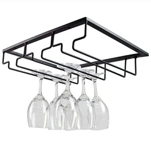 casaphoria wine glass rack under stand inserts for cabinet shelf countertop no drill bar glass holder wall mounted stemware for bar metal organizer black