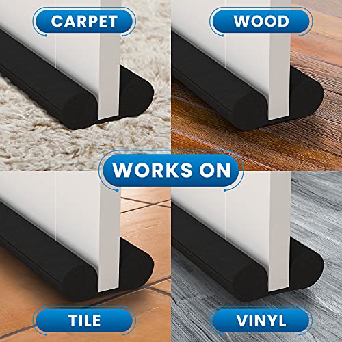 Easy to Install Under Door Draft Stopper - Thicker 2" Foam Strip Blocks 50% More Noise, Wind - Seal Bottom of Doors 30" to 36" - Interior Front Door Sweep, Blocker, Soundproofing - Everlasting Comfort