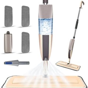 Microfiber Spray Mop for Floor Cleaning, Dry Wet Wood Floor Mop with 3 pcs Washable Pads, Handle Flat Mop with Sprayer for Kitchen Wood Floor Hardwood Laminate Ceramic Tiles Dust