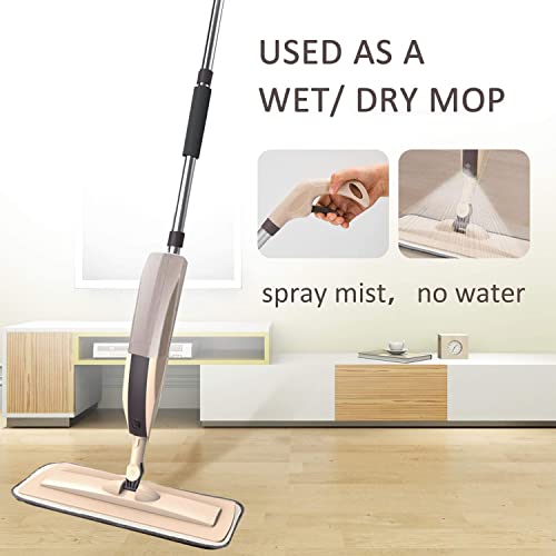 Microfiber Spray Mop for Floor Cleaning, Dry Wet Wood Floor Mop with 3 pcs Washable Pads, Handle Flat Mop with Sprayer for Kitchen Wood Floor Hardwood Laminate Ceramic Tiles Dust