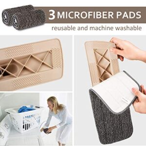 Microfiber Spray Mop for Floor Cleaning, Dry Wet Wood Floor Mop with 3 pcs Washable Pads, Handle Flat Mop with Sprayer for Kitchen Wood Floor Hardwood Laminate Ceramic Tiles Dust