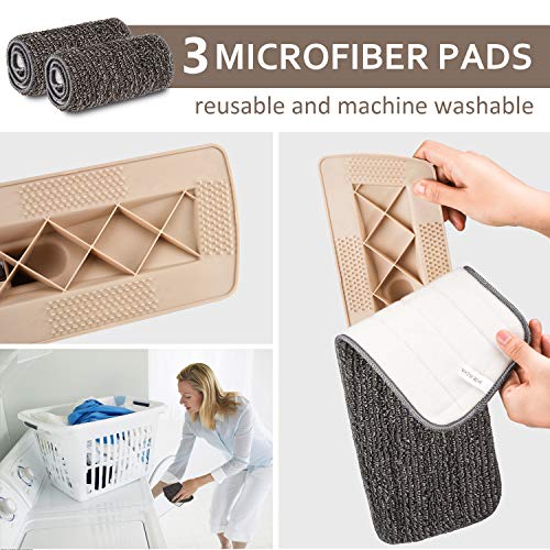 Microfiber Spray Mop for Floor Cleaning, Dry Wet Wood Floor Mop with 3 pcs Washable Pads, Handle Flat Mop with Sprayer for Kitchen Wood Floor Hardwood Laminate Ceramic Tiles Dust