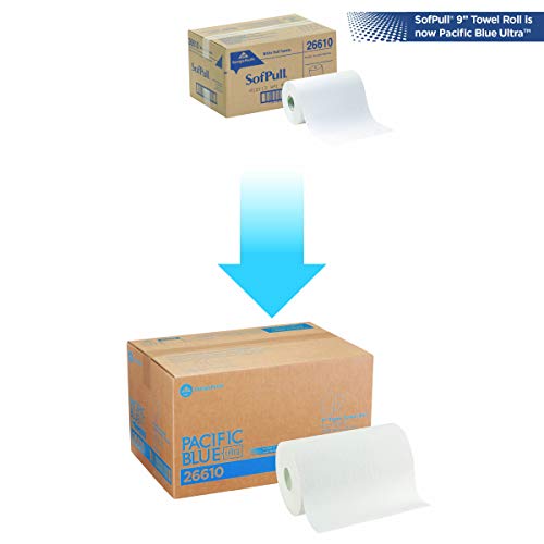Pacific Blue Ultra 9” Paper Towel Roll (Previously Branded SofPull) by GP PRO (Georgia-Pacific), White, 26610, 400 Feet Per Roll, 6 Rolls Per Case
