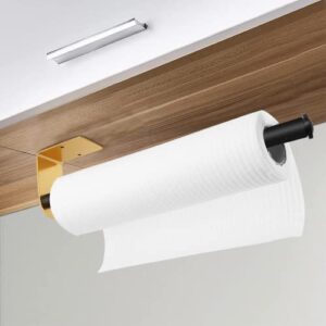 BICHONG Paper Towel Holder Under Cabinet,Self Adhesive or Drilling Stainless Steel Under Cabinet Paper Towel Holder,Paper Towel Holder Wall Mount for Kitchen, Bathroom, 12in