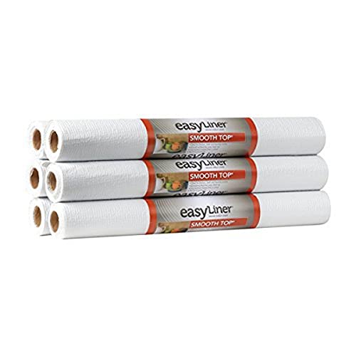 Duck Smooth Top Easy Liner Shelf Liner 20" Wide Kitchen Pack, 6-Rolls, Each 6' Length, White & Duck Smooth Top Easy Liner Shelf Liner, 12 Inch x 10 Feet (6 Rolls), White