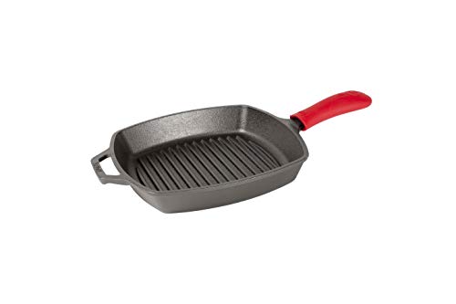 Lodge Silicone Hot Handle Holder - Red Heat Protecting Silicone Handle for Lodge Cast Iron Skillets with Keyhole Handle