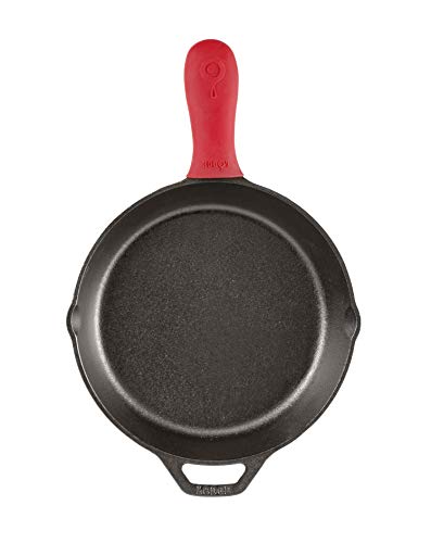 Lodge Silicone Hot Handle Holder - Red Heat Protecting Silicone Handle for Lodge Cast Iron Skillets with Keyhole Handle