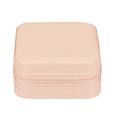 PU Leather Small Jewelry Box, Travel Portable Jewelry Case for Ring, Pendant, Earring, Necklace, Bracelet Organizer Storage Holder Boxes (Pink)