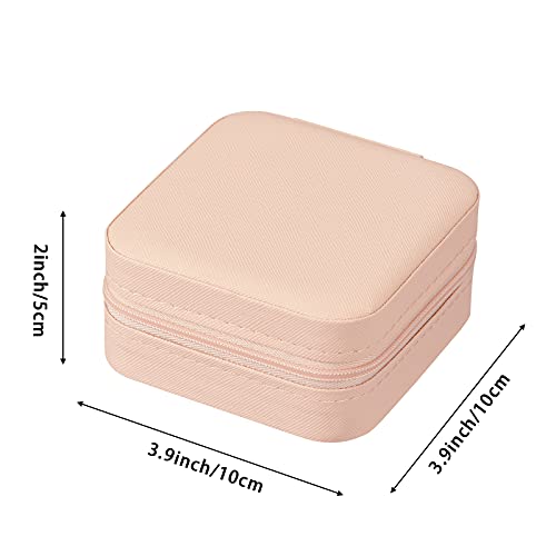 PU Leather Small Jewelry Box, Travel Portable Jewelry Case for Ring, Pendant, Earring, Necklace, Bracelet Organizer Storage Holder Boxes (Pink)
