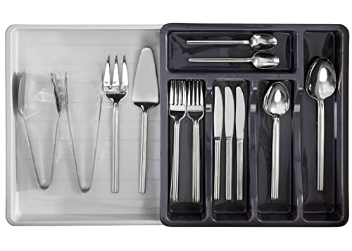 RoyalHouse Premium Cutlery Drawer Organizer, Expandable Utensil Holder And Organizer, 6-Compartments, Compact BPA-Free Plastic Storage for Spoons Forks Knives, Silverware Organizer