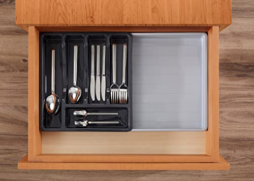 RoyalHouse Premium Cutlery Drawer Organizer, Expandable Utensil Holder And Organizer, 6-Compartments, Compact BPA-Free Plastic Storage for Spoons Forks Knives, Silverware Organizer