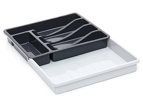 RoyalHouse Premium Cutlery Drawer Organizer, Expandable Utensil Holder And Organizer, 6-Compartments, Compact BPA-Free Plastic Storage for Spoons Forks Knives, Silverware Organizer